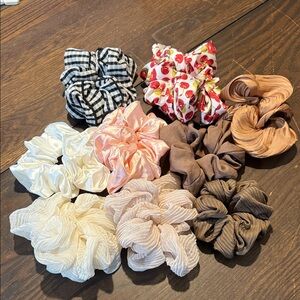 Assorted Hair Scrunchies Set 9 total
